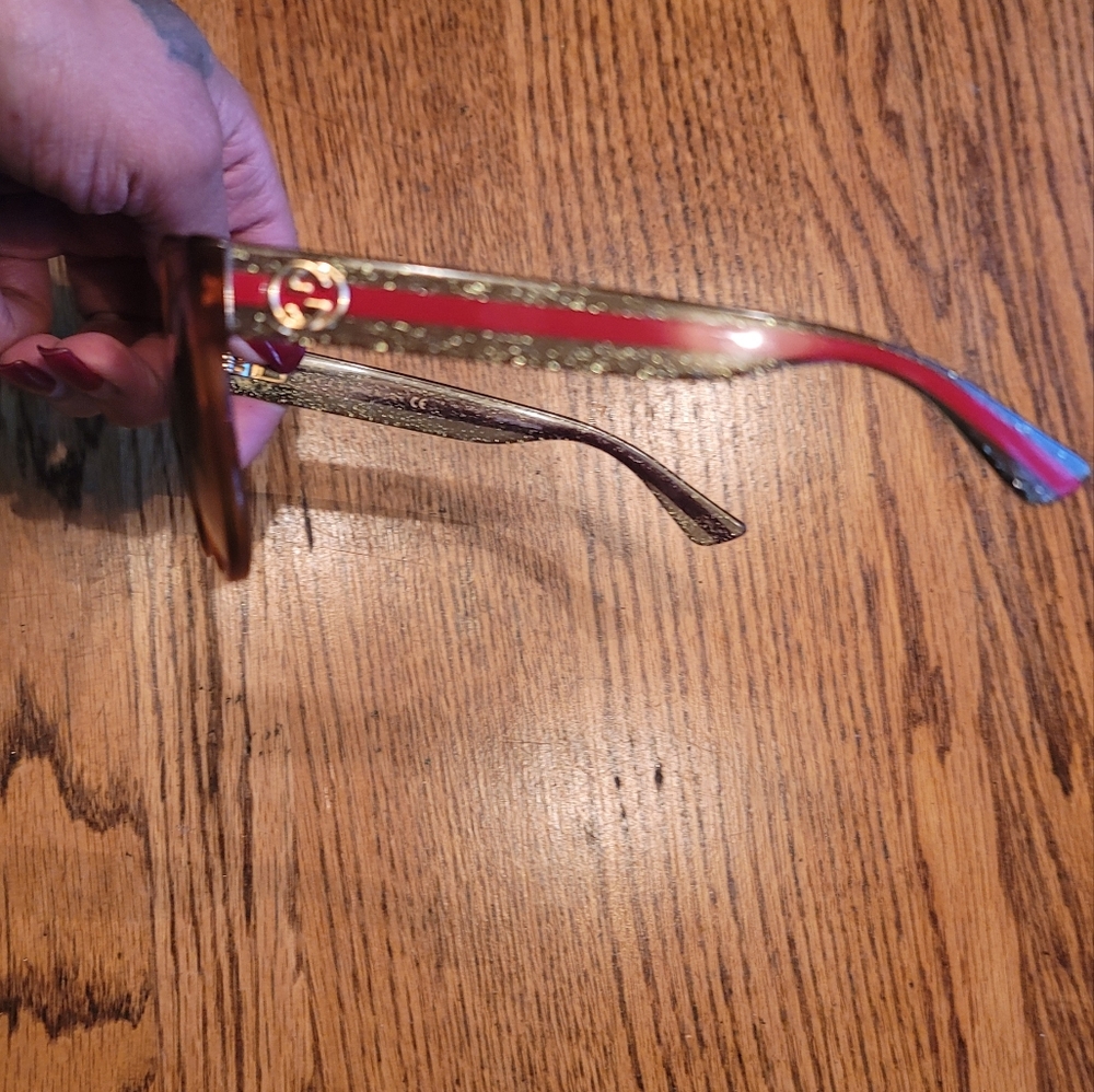 NWOT Gucci Brown Green Red Web Gold Medium Large Frame Sunglasses Glasses - Picture 4 of 10